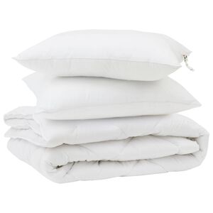 vidaXL Odeja z blazino 3 pcs Bela Mikrofibra