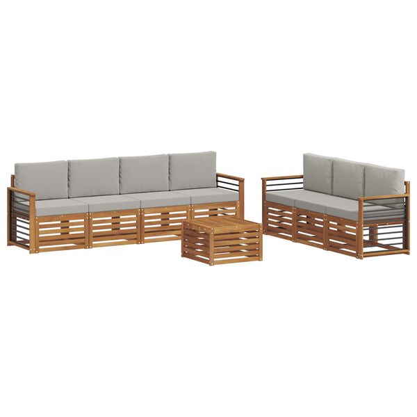 vidaXL Sedežne garniture z blazino 8 pcs Naravna in svetlo siva