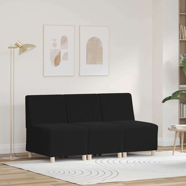 vidaXL Modularna sofa enota brez naslonov 3 pcs Črna 55 x 74 x 82 cm