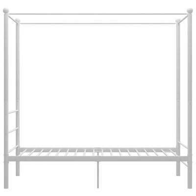 vidaXL Posteljni okvir z ogrodjem za baldahin bel kovinski 100x200 cm