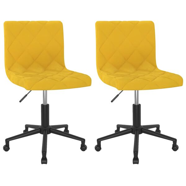 vidaXL Vrtljivi jedilni stoli 2 kosa gorčično rumen žamet