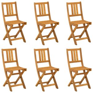 vidaXL Zunanje bistro stolice 6 kos Naravna Masiven les akacije