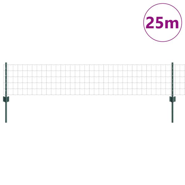 vidaXL Ograja s stebrom Zelena 0,4 x 25 m Jeklo in PVC