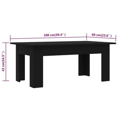 vidaXL Klubska mizica črna 100x60x42 cm iverna plošča