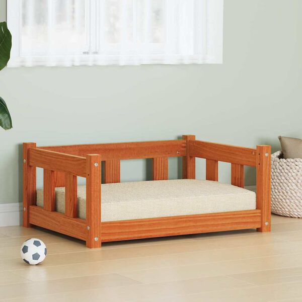 vidaXL Leži&scaron;če za psa s shranjevanjem Voskast rjav 65,5 x 50 x 28 cm