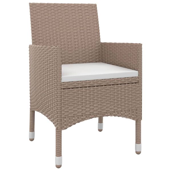 vidaXL Vrtna jedilna garnitura 3-delna z blazinami PE ratan in steklo