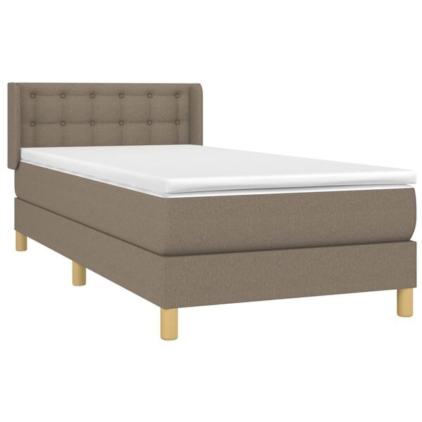 vidaXL Box spring postelja z vzmetnico taupe 90x190 cm blago