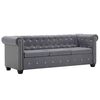 vidaXL Kavč trosed Chesterfield z žametno oblogo 199x75x72 cm siv