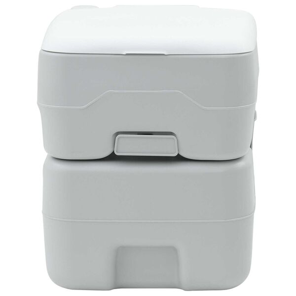 vidaXL Kamperski WC Siva in bela 41,5 x 36,5 x 42 cm Polietilen