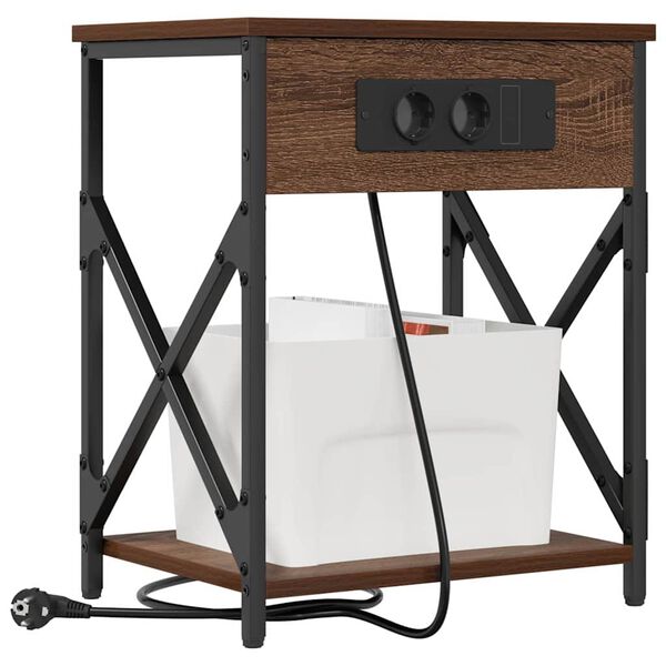 vidaXL Nočna omarica Rjav hrast 41 x 31 x 51 cm Konstruiran les