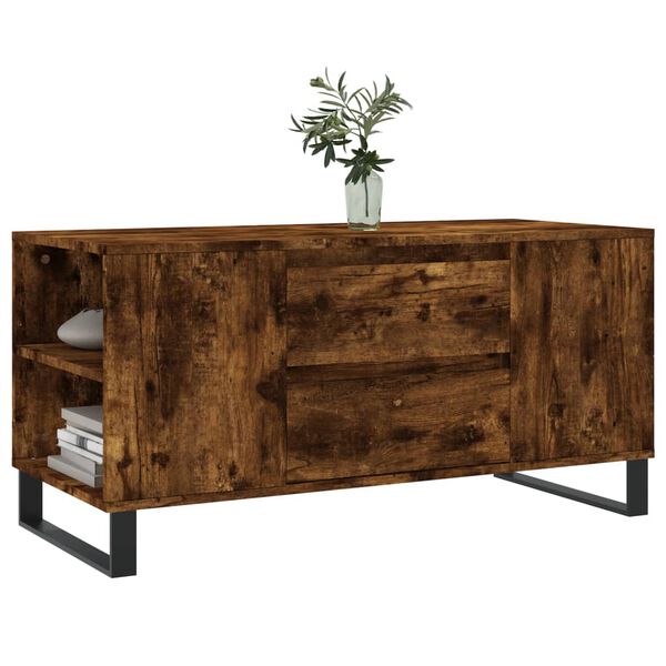 vidaXL Klubska mizica dimljeni hrast 102x44,5x50 cm inženirski les