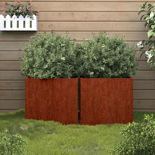 vidaXL Cvetlično korito 2 kosa 32x30x29 cm corten jeklo