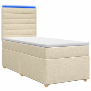 vidaXL Postelja boxspring z vzmetnico Krem 80 x 200 cm Blago