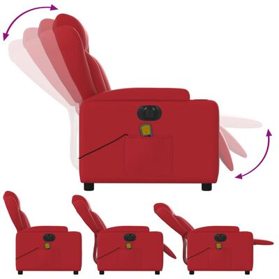 vidaXL Električni masažni naslanjač rdeče umetno usnje