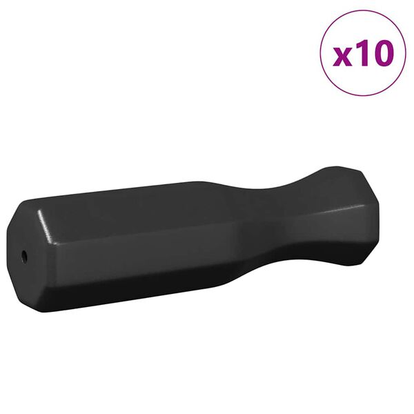 vidaXL Ročaji za nogometno mizo 10 pcs Črna 3,1 x 3,1 x 17,8 cm