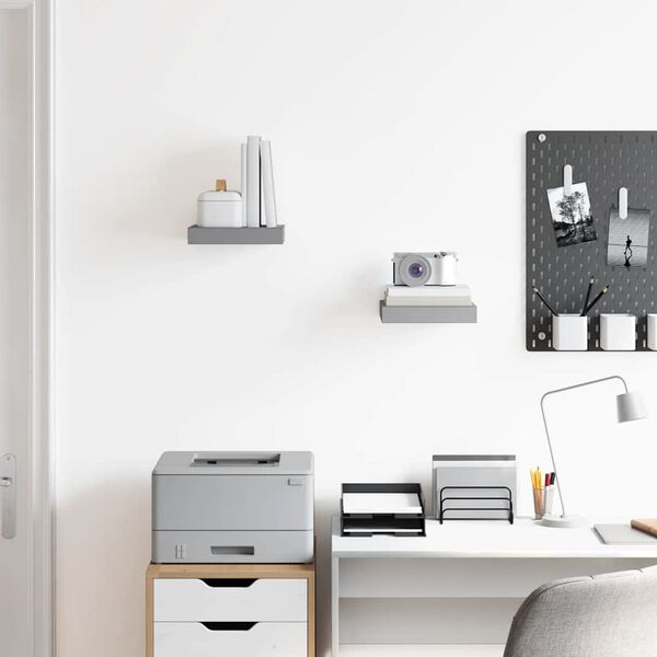 vidaXL Stenske police 2 kosa sive 23x23,5x3,8 cm MDF