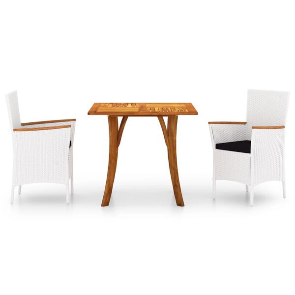 vidaXL Vrtna jedilna garnitura 3-delna bela