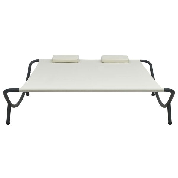 vidaXL Vrtni ležalnik iz blaga krem