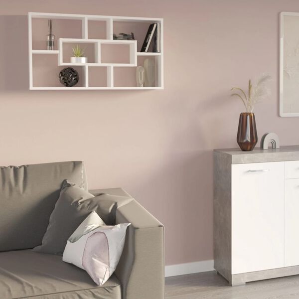 FMD Stenska polica pravokotna z 8 predelki bela