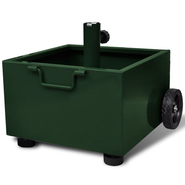 vidaXL Zunanje stojalo za senčnik s cvetličnim koritom zelene barve