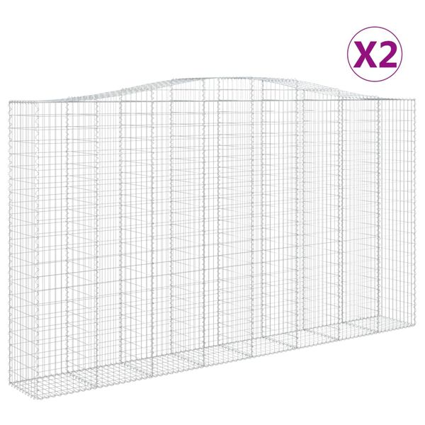 vidaXL Obokane gabion košare 2 kosa 400x50x220/240 cm pocinkano železo