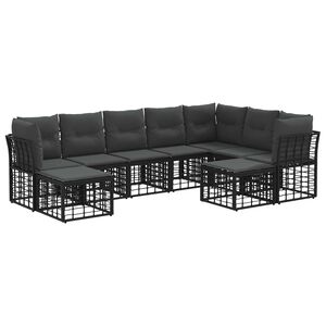vidaXL Zunanja garnitura za sedenje 9 pcs Črna in Temno siva Poliester