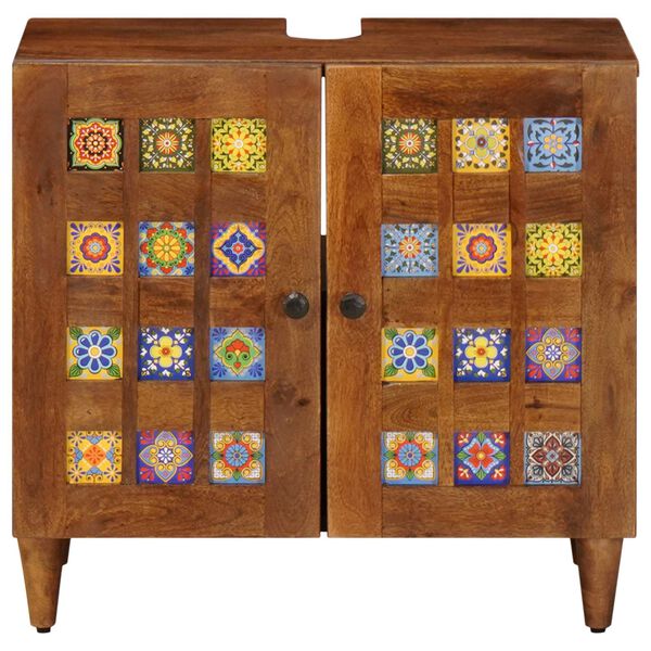 vidaXL Kopalni&scaron;ka omara za umivalnik z vrati Oreh 62 x 33 x 58 cm