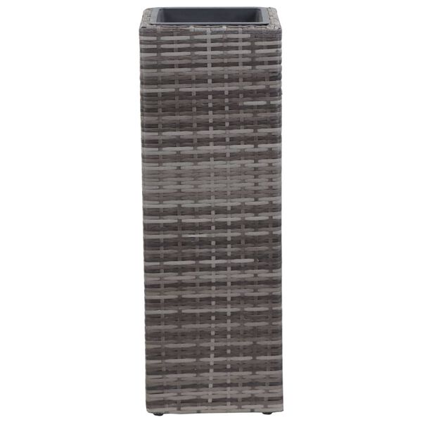 vidaXL Visok cvetlični lonec 28x28x80 cm poli ratan siv