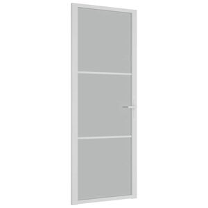 vidaXL Notranja vrata 76x201,5 cm Bela mat steklo in aluminij