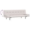 vidaXL Kavč z ležiščem in 2 blazinama um. usnje nastavljiv kremno bel
