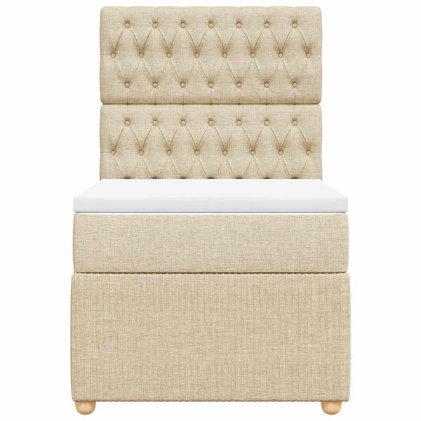 vidaXL Box spring postelja z vzmetnico krem 80x200 cm blago