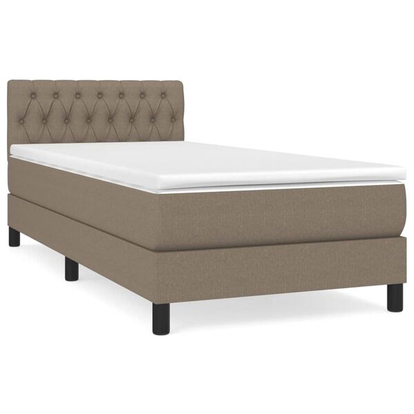 vidaXL Box spring postelja z vzmetnico taupe 100x200 cm blago