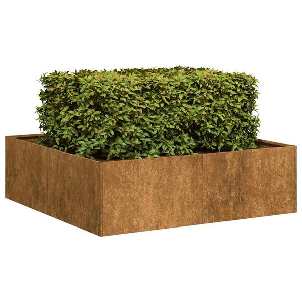 vidaXL Planter Rusty 100x100x30 cm Vremensko odporno jeklo