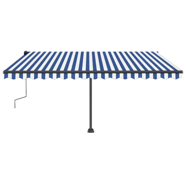 vidaXL Prostostoječa ročno zložljiva tenda 400x350 cm modra/bela