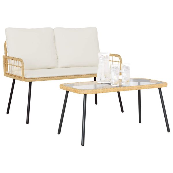 vidaXL Komplet za jedilnico v vrtu 2 pcs Naravna poli ratan