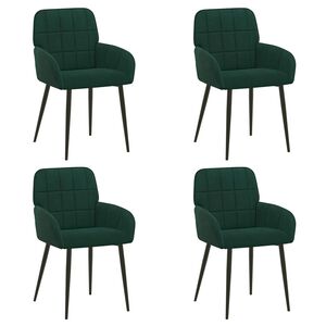 vidaXL Jedilni stoli 4 kos Žamet Temno zelena 56.5 x 50 x 85 cm
