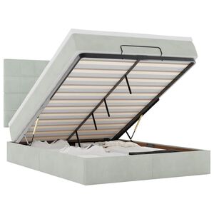 vidaXL Otomanski posteljni okvir z vzmetnicami siv 140x190cm žamet