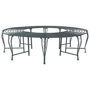 vidaXL Banka Dreves 8-&Scaron;tevilo sedežev &Oslash; 160 x 44 cm Jeklo Srebrno siva