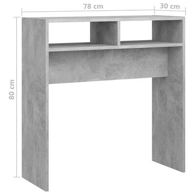 vidaXL Konzolna mizica betonsko siva 78x30x80 cm iverna plošča