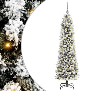 vidaXL Umestno božično drevo Bela 210 cm PVC, kovina in plastika