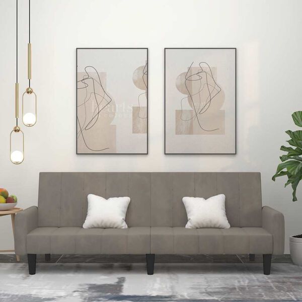 vidaXL Kavč dvosed z ležiščem svetlo siv žamet