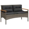 vidaXL Vrtna klop z blazinami 116x62,5x74 cm siv poli ratan
