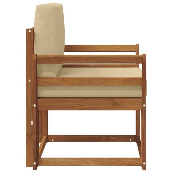 vidaXL Zunanji kavč Masivno akacijevo les in poliester Naravna