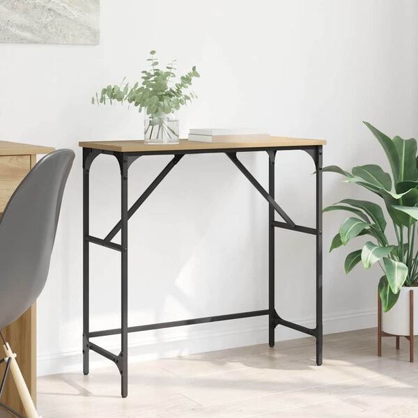 vidaXL Konzolna miza Umetni hrast 75 x 32 x 75 cm Konstruiran les