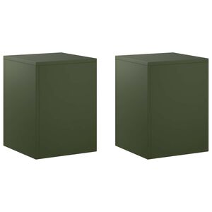 vidaXL Stojalo za rastline 2 pcs Olivno zelena 30 x 30 x 40 cm Jeklo