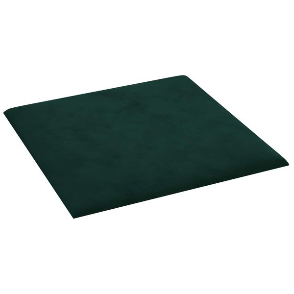 vidaXL Stenska glavna postelja 12 pcs Temno zelena 30 x 30 cm Žamet