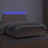 vidaXL Box spring postelja z vzmetnico LED kapučino 140x200 cm