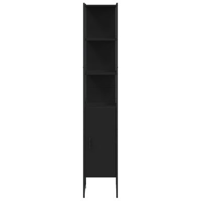 vidaXL Kopalniška omarica črna 33x33x185,5 cm inženirski les