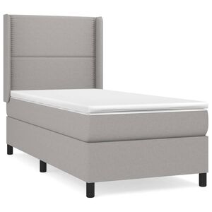 vidaXL Box spring postelja z vzmetnico svetlo siva 90x190 cm blago
