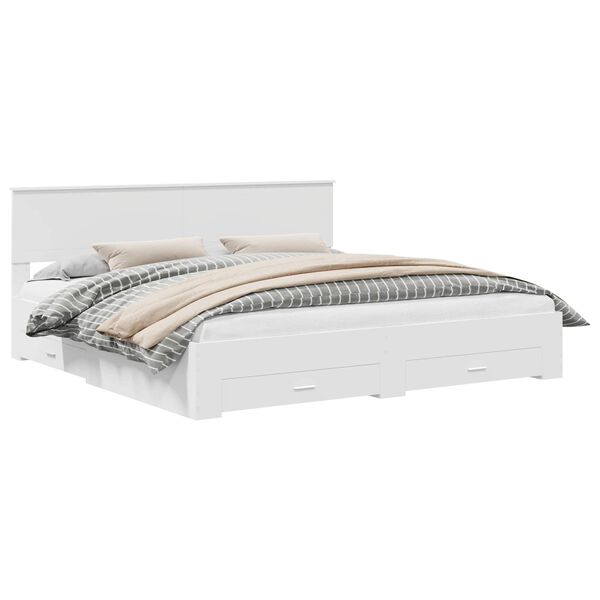 vidaXL Konstrukcija postelje Bela 200 x 200 cm Konstruiran les